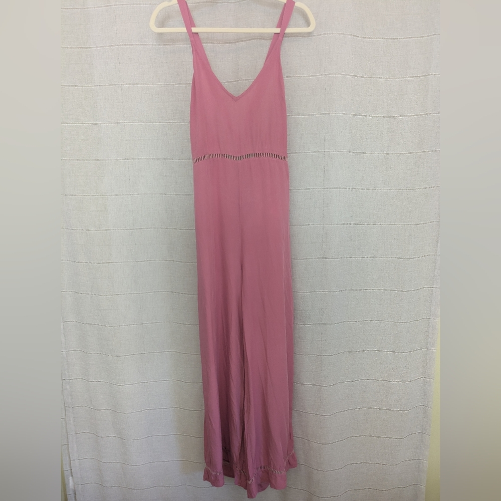 Dusty Rose Wide Leg Jumpsuit Open Tie-back By Rusty Med